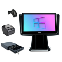 Système de point de vente tactile pour restaurant et supermarché avec double écran 15,6 pouces et deuxième écran 11,6 pouces, compatible avec le montage mural VESA
