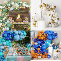 Set Balon Garland Arch Warna Pastel Multi Warna Ukuran Campuran, Set Balon Latex untuk Dekorasi Latar Belakang Pesta Ulang Tahun, Pernikahan, dan Acara Lainnya