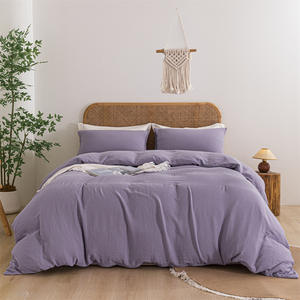 Housse <span class=keywords><strong>de</strong></span> couette en <span class=keywords><strong>gaze</strong></span> double couche en <span class=keywords><strong>coton</strong></span> pur <span class=keywords><strong>de</strong></span> couleur unie sur mesure, ensemble <span class=keywords><strong>de</strong></span> literie 3 pièces, respirant, taies d'<span class=keywords><strong>oreiller</strong></span> - Product Image 5