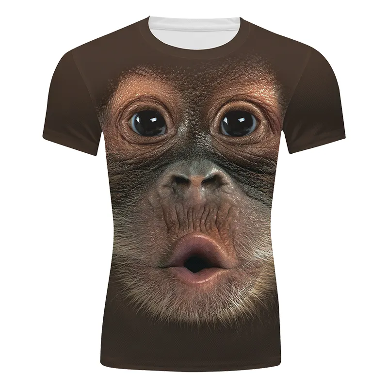 Camiseta con estampado 3D de mono orangután, diseño OEM personalizado, tu propio logo, camisetas de fitness, 100% poliéster, venta al por mayor