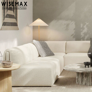 WISEMAX MUEBLES muebles modernos para el hogar sala de estar sofás tela lino <span class=keywords><strong>blanco</strong></span> combinación esquina L sofás modulares conjunto para 7 plazas - Product Image 4