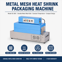 Machine d'emballage rétractable automatique XICANG XC-260 avec convoyeur à mailles, tunnel de rétraction thermique haute précision pour bouteilles alimentaires et de boissons