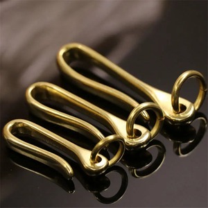 Solid Brass Belt U Hook Keychain Key <b>Ring</b> Wallet Fob <b>Clip</b> Retro Vintage Fish Hook with O <b>ring</b> 3 Sizes Available - Product Image 3