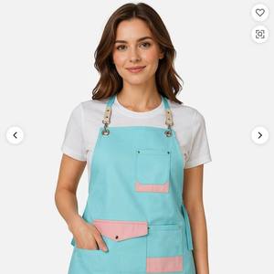 Delantal de Cocina Personalizado con Logotipo, de Algodón, para Cocinar, Barbacoa, Chef, de Lona Vaquera, Estampado, Bordado con Diseño de <span class=keywords><strong>Flor</strong></span> de Té con Leche, para Camarero de Cafetería - Product Image 5