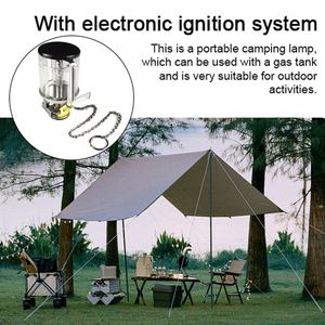 โคมไฟตั้งแคมป์แบบพกพาขนาดเล็ก, โคมไฟใช้แก๊สไฟสำหรับตกปลาปิกนิกเต็นท์บ้านสวนโคมไฟแก้วแขวน - Product Image 2