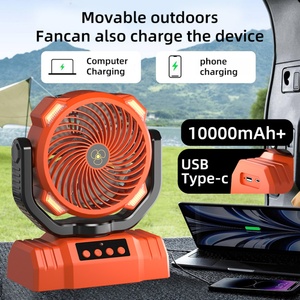 Ventilateur portable rechargeable 10000 mAh pour camping extérieur, USB, suspendable, avec télécommande et éclairage - Product Image 2