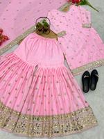 Alia kesim güzel kadınlar 3 parça tasarımcı Shrarara Suit Set güzel baskılı kadınlar Kurti Sharara & Dupatta ile kadınlar için