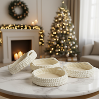 Panier de rangement pliable en corde de coton écologique pour chambre d'enfant avec poignée, taille et couleur personnalisables, multi-usages