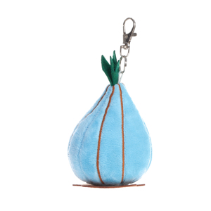 Portachiavi in peluche Kawaii Smiley Blue Fig con ricamo, ciondolo per borsa a forma di bambola di frutta cartone animato con scritta 'Sweety' e moschettone in metallo - Product Image 2