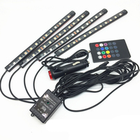 Kit d'éclairage d'ambiance intérieur de voiture 18 LED 5050 RGB SMD, bande lumineuse flexible 12V + télécommande musicale 24 touches