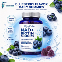 Gummies NAD Biotine KingFisher Marque Privée avec Collagène, Kératine, Resvératrol, Zinc, Vitamines D3 et K2 pour la Beauté et le Bien-être – Fournisseur OEM