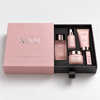 Boîte à tiroir coulissant en carton rigide rose de luxe avec insert pour emballage cadeau de parfum, de soins de la peau et de cosmétiques, avec logo personnalisé