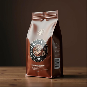 Sac à <span class=keywords><strong>café</strong></span> personnalisé avec valve et fermeture éclair, emballage en plastique à fond plat debout, imprimé, 500g, pochette en mylar mat en aluminium - Product Image 4