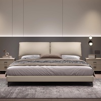 Lit double moderne italien minimaliste en forme d'oreille d'éléphant, luxe, 2,0 m, taille reine/king, revêtement en cuir véritable, design artistique