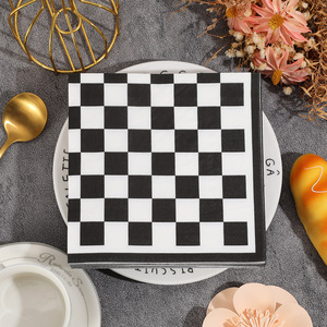 Black And <b>White</b> Checkerboard Paper Napkins Square Double Layer Party Tableware 330mmx2 - Product Image 2