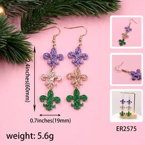 Mardi Gras <strong>Stainless</strong> <strong>Steel</strong> Earrings Acrylic Glitter Laser Cut UV Printed Wholesale <strong>Jewelry</strong> Woman - Product Image 2