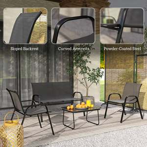AJUNION all'ingrosso 4 pezzi in rete traspirante esterno Set di mobili <span class=keywords><strong>da</strong></span> <span class=keywords><strong>giardino</strong></span> impilabili poltrone in acciaio verniciato a polvere Set <span class=keywords><strong>da</strong></span> <span class=keywords><strong>salotto</strong></span> per balcone - Product Image 2