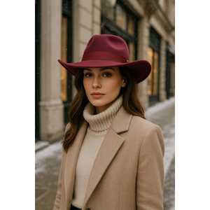 Chapeau Panama en Cachemire Noir en Suédine pour Femme SPK1149, Feutre de Laine Imprimé Motif Uni pour Voyage, Fête, Pêche, Décontracté, Extérieur - Product Image 5