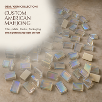 Set Mahjong Amerika 166 Ubin Grosir, Koleksi Lengkap Berlapis Spektrum dengan Rak dan Penggeser untuk Permainan Kelompok