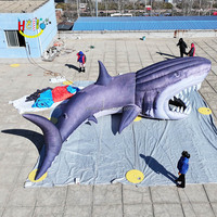 Décoration extérieure sur le thème de l'océan, modèle d'animal, accessoires, requin géant gonflable, poisson