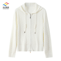 Cardigan zippé en maille torsadée pour femme, style Old Money, en mélange de laine, élégant, pour le quotidien, personnalisable