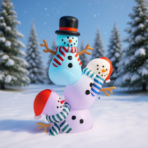 Pupazzo di Neve Gonfiabile Natalizio per Esterni, Decorazione Festiva Illuminata in PVC per Giardino e Casa - Product Image 2