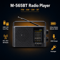 Radio portable classique AM FM SW avec logo personnalisé OEM, vente en gros d'usine, radio USB, lecteur de carte SD, lampe de poche, batterie au lithium rechargeable