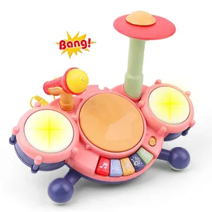 Samtoy Mainan Elektronik Pendidikan Alat Musik Mikrofon Set Drum Piano Jazz Mainan Musik Bayi untuk Anak-anak
