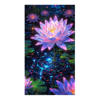Peinture Diamant Ever Moment Lotus Lumineux 5D – Kits d'Art Diamant DIY à Perçage Complet pour Décoration Murale Domestique ASF2950