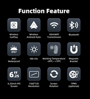 Pantalla Carplay para Motocicleta de 6.25 Pulgadas, 1560*720 HD, IP67 Impermeable, Navegación GPS para Motocicleta con Interruptor Horizontal y Vertical