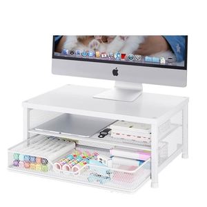 Desk Organizer and <b>Accessories</b> <b>Computer</b> Monitor Stand Riser with Drawer and 2 Pen Holders - Product Image 2