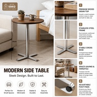 Table d'appoint console en forme de I en noyer nordique avec miroir en acier inoxydable, table d'appoint pour ordinateur portable et collations, pour salon et hôtel, personnalisable OEM