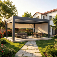 Pergola en aluminium motorisée à lames orientables, toit rétractable électrique en aluminium, imperméable, pare-soleil automatique pliable pour terrasse extérieure et jardin