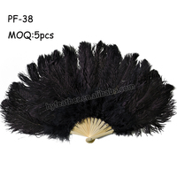 HY grand éventail à main pliant en plumes d'autruche pour femmes Costume Show Tea Party accessoire vacances danse mariée mariage décor