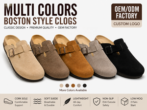 Sabots confortables en liège style Boston, pantoufles unisexes en daim, fabrication OEM, logo personnalisé - Product Image 2