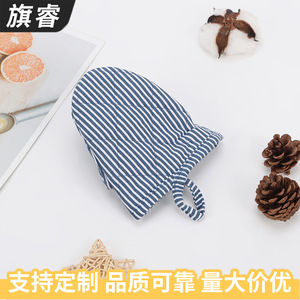 Oven Mitts Silicone Double Layer Thickened Cotton Royal Blue Heat Insulating For Oven Use - Product Image 3