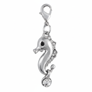 Ciondolo a Forma di Cavalluccio Marino Placcato Argento con Cristalli, Accessorio di Gioielleria - Product Image 1
