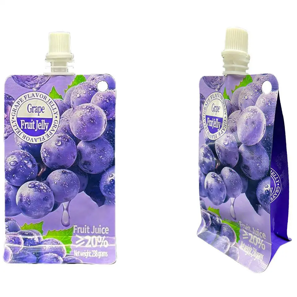 Stocked Wholesale High Quality Suction Nozzle Liquid Water Milk Fruit Juice Plastic Bag Spout Pouch Eight Side Seal Bags