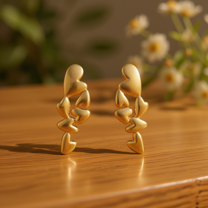 Orecchini a goccia a forma di cuore placcati in oro per donna, gioielli alla moda, orecchini a lobo in lega con materiale in lega di zinco - Product Image 2