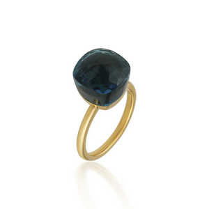 New Top selling 18K Yellow <b>Gold</b> <b>Cocktail</b> <b>Ring</b> with Blue Topaz Cabochon - Product Image 3