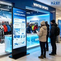 Pantalla Digital de Piso HRAY de 65 Pulgadas y 178 Grados de Visión Amplia con Altavoces Duales para Centros Deportivos, Promoción de Actividades, Juegos, Compatible con OEM y ODM