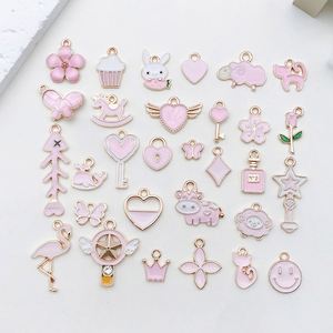 1 colgante rosa DIY hecho a mano, material para accesorios de joyería, para pendientes, collares, colgantes, artesanías metálicas - Product Image 1