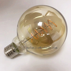 Lámpara LED de Filamento Espiral 220V <span class=keywords><strong>E27</strong></span> <span class=keywords><strong>4W</strong></span> Redonda Transparente Regulable G95 Bombilla LED de Filamento Flexible/Suave Estilo Edison Vintage - Product Image 3