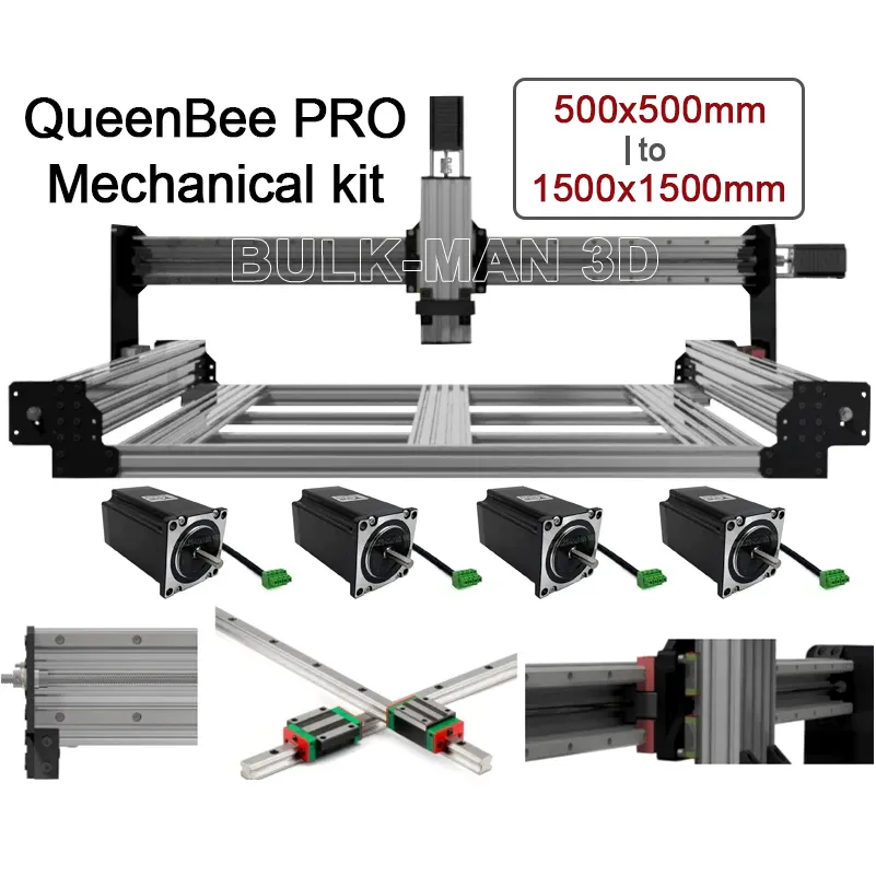 Queenbee Pro CNC รางเชิงเส้นชุดเราเตอร์ไม้ CNC พร้อมระบบความตึงด้วยสกรูขับเคลื่อน CNC