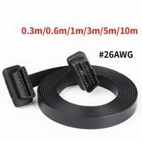 Cable plano OBD2 de 5M para coche, ángulo recto, macho a hembra, OBD OBD2, 16 Pines, codo de 16 núcleos, Cable macho a hembra
