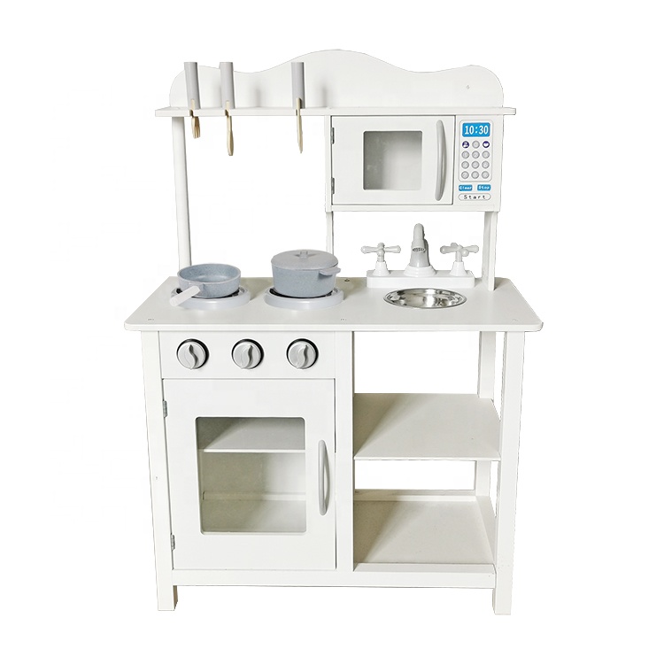 Белый простой детский деревянный кухонный набор, игрушка для детей, имитация рабочей сцены