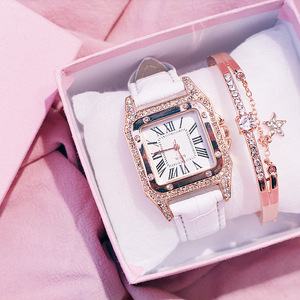 Custom Logo Elegant <strong>Women</strong> Quartz Watch Jewelry <strong>Gift</strong> <strong>Set</strong> With Diamond Inlaid Star Bracelet Square Dial <strong>Gift</strong> for Valentines Day - Product Image 1