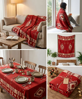 Manta Decorativa Tejida Jacquard con Diseño Geométrico del Suroeste, con Flecos, Estilo Kilim, para Uso en las Cuatro Estaciones, Decoración para Sofá y Cama, Logotipo Personalizado OEM