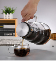 Cafetière en verre borosilicate de haute qualité en forme de gourde, capacité de 2, avec filtre en acier inoxydable