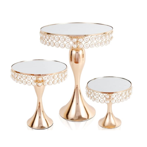 Centros de mesa de lujo para mesa de boda pastel soporte de pastel con acabado de oro rosa de un solo nivel soporte de pastel de Metal personalizado - Product Image 3